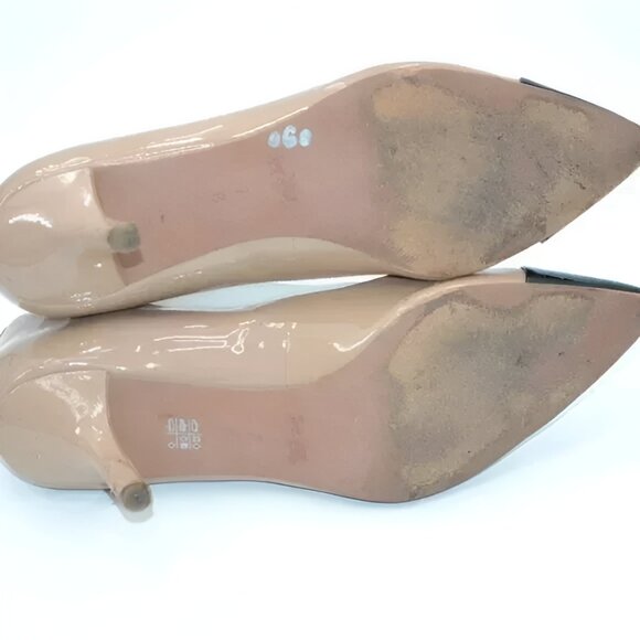 Coach Black Tan Beige Minimalist Cap Toe Spectator Patent Leather Heels Pumps 7 - Picture 13 of 14